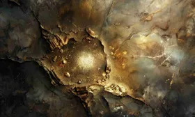 Roccia scura spaccata, con l’oro che affiora dalle fessure